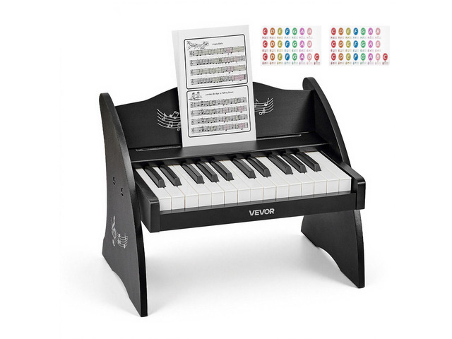 VEVOR Kids Piano Keyboard, 25 Keys Wooden Digital Piano for Kids, Mini Music Educational Instrument Toy with Realistic Sound, Dual Power,...