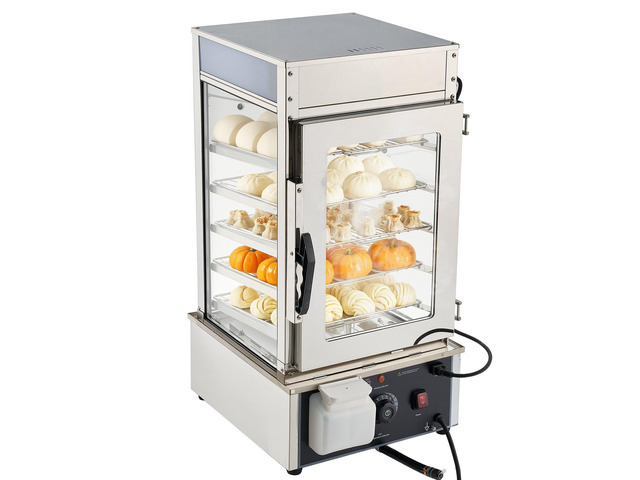 VEVOR 5-Tier Commercial Food Warmer Display, 1200W Food Display Warmer with LED Light, Adjustable Shelf & Stainless Steel Frame, 86~230 Steam...