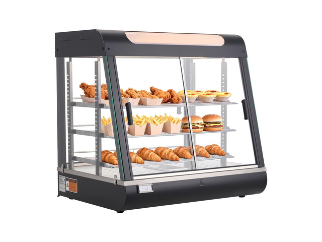 VEVOR 3-Tier Commercial Food Warmer Display, 1200W Food Display Warmer with LED Light, Top Storage and Adjustable Shelves, 86~185 Steam Heating,...