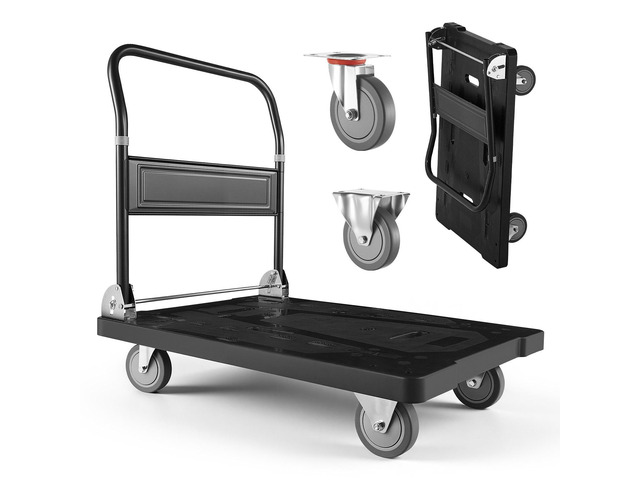 VEVOR Foldable Push Cart Dolly, 1000 lbs Capacity, Folding Platform Truck with Swivel Wheels, Moving Platform Hand Truck Flatbed Cart, Space Saving...