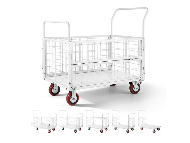 VEVOR Platform Truck Cart with Cage, 2000 lbs Capacity, 6-in-1 Foldable Flatbed Cart with Swivel Wheels, Heavy Duty Hand Truck, Multi-Functional...