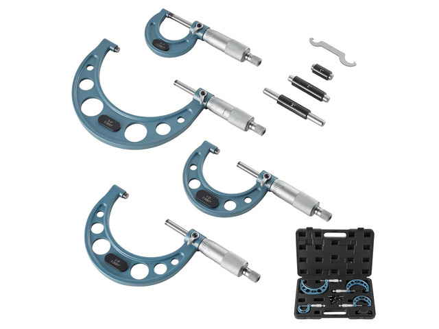 VEVOR 4 PCS Micrometer Set, 0-1'/1-2'/2-3'/3-4' Machinist Outside Micrometer, Ultra-Precision 0.0001 Accuracy, Professional Machinist Tools with...