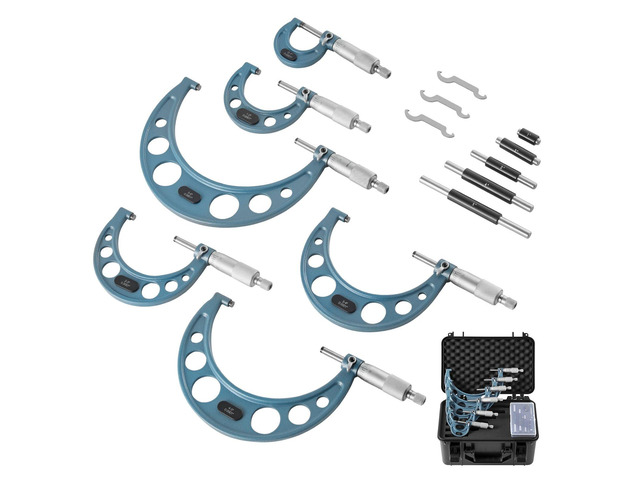 VEVOR 6 PCS Micrometer Set, 0-1'/1-2'/2-3'/3-4'/4-5'/5-6' Machinist Outside Micrometer, Precision 0.0001 Accuracy, Professional Machinist Tools...