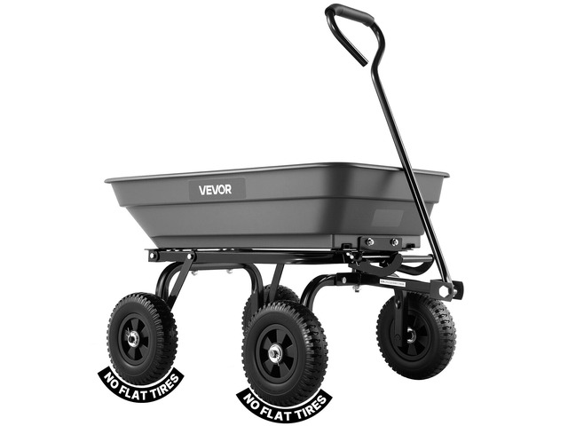 VEVOR Garden Dump Cart, 400 lbs Poly Dump Cart, Garden Carts Dumps Wagon with 90° Quick-Dumps Mechanism, 180° Swivel Wheels, 270° Flexible Rotating...