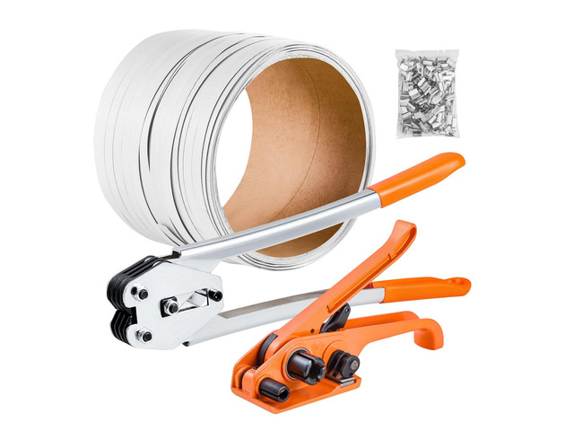 VEVOR Banding Strapping Kit, Heavy Duty Banding Sealer Tool with 330 ft Length PP Band, 100 Metal Seals, Plastic Manual Pallet Packaging Strapping...