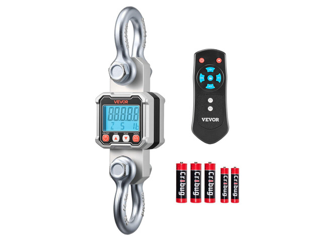 VEVOR Digital Crane Scale, 6600 lbs/3000 kg Max Capacity, Heavy Duty Industrial Hanging Scale with Cast Aluminum Case & LCD Display, 1 lbs Division...