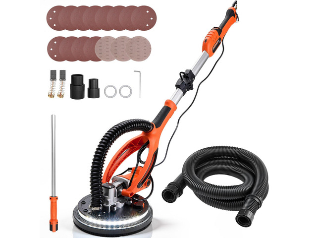 VEVOR Drywall Sander, 850W Electric Drywall Sander, Popcorn Ceiling Removal Tool with 5 Variable Speed 800-1700 RPM, Double-Deck LED Light,...