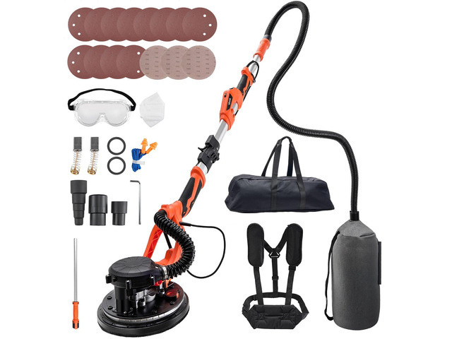 VEVOR Drywall Sander, 1150W Electric Drywall Sander, Popcorn Ceiling Removal Tool with Vacuum Dust Collection, 5 Variable Speed 800-1700 RPM, LED...
