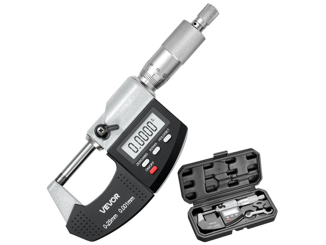 VEVOR Micrometer Set, Digital Outside Micrometer 0-1 inch Measuring Range, 0.00005' Resolution, Ultra-Precision 0.0001 Accuracy, LCD Screen, in/mm...