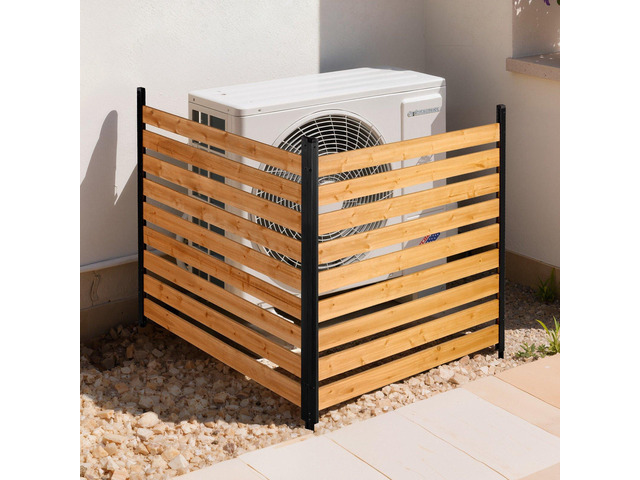 VEVOR Wooden Privacy Fence, 48 x 49 x 28 inch Air Conditioner Fence, 2 Panel Solid Outdoor Wood Privacy Screen with Metal Stakes, Steel Frame,...