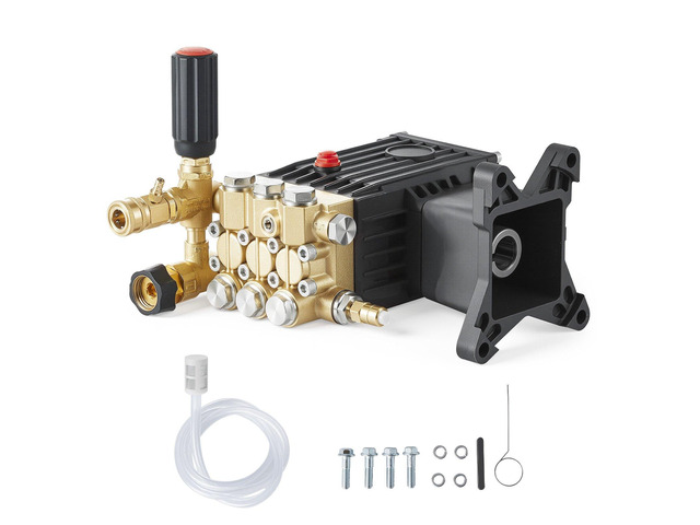 VEVOR Pressure Washer Pump, 1' Shaft Horizontal Triplex Plunger, 3600 PSI, 3.7 GPM, Replacement Power Washer Pumps Kit with Siphon Tube, Hardware,...