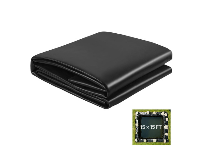 VEVOR 15 x 15 ft Pond Liner, 45 Mil Thickness, EPDM Rubber Material Fish Pond Liner for Outdoor Ponds, Easy to Cut, Durable & Leakproof, for Water...