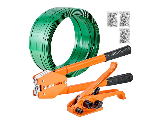 VEVOR Banding Strapping Kit, Heavy Duty Banding Sealer Tool with 1000 ft Length PET Band, 300 Metal Seals, Plastic Manual Pallet Packaging...