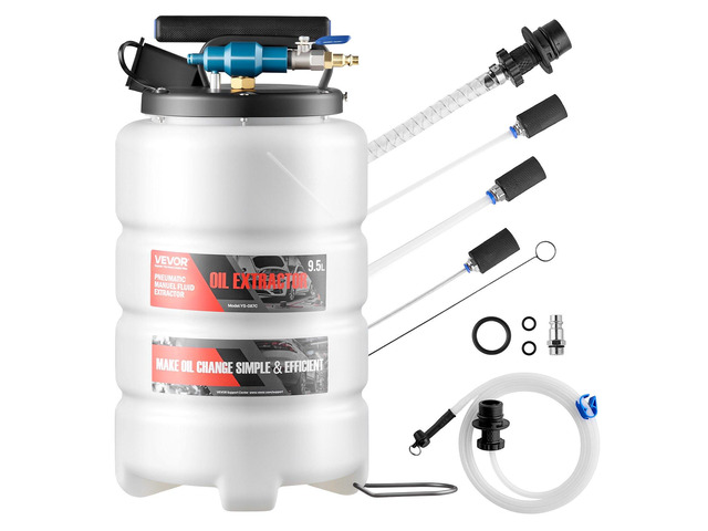 VEVOR Fluid Extractor, 9.5 L Capacity, Pneumatic/Manual Vacuum Oil Extractor Pump with 59 in Long Horse & Three 47 in Extension Tubes, Oil Change...