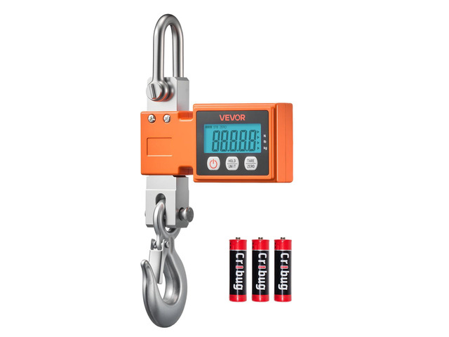 VEVOR Digital Crane Scale, 1100 lbs/500 kg Max Capacity, Heavy Duty Industrial Hanging Scale with Cast Aluminum Case & LCD Display, 0.2 lbs...