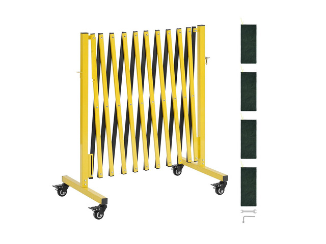 VEVOR Industrial Expandable Barricade, 13FT Expandable Safety Barrier, Flaxible Mobile Barricade with Locking Casters, Portable Folding Security...