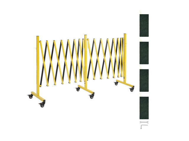 VEVOR Double Expandable Barricades, 25FT Industrial Safety Barriers, Flexible Mobile Barricade with Locking Casters, Portable Folding Security Gate...