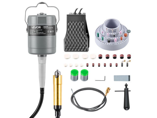 VEVOR Flex Shaft Grinder, 780W 25000RPM Electric Flex Shaft Rotary Tool, Foot-Pedal Control Hanging Carver Grinder with 112PCS Accessory Kit for...