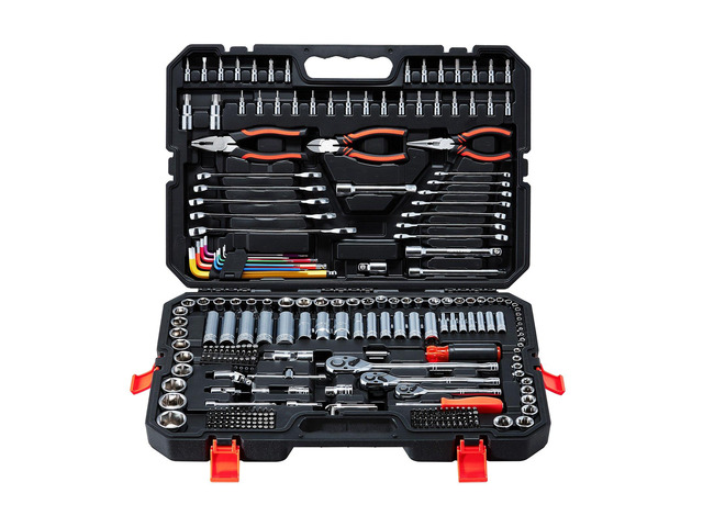 VEVOR Mechanics Tool Set, 314-Piece Mechanic Tool Kit, 1/4 in, 3/8 in, and 1/2 in Drive, Metric Socket Set, Wrenches, Screwdriver Bits,...