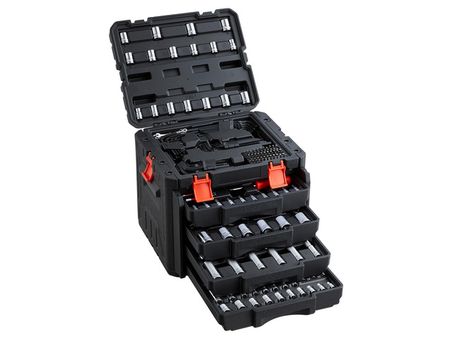 VEVOR Mechanics Tool Set, 230-Piece Mechanic Tool Kit, 1/4 in, 3/8 in, and 1/2 in Drive, SAE and Metric Socket Set, Wrenches, Screwdriver Bits,...