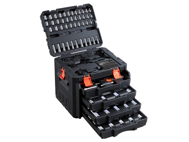 VEVOR Mechanics Tool Set, 256-Piece Mechanic Tool Kit, 1/4 in, 3/8 in, and 1/2 in Drive, SAE and Metric Socket Set, Wrenches, Screwdriver Bits,...