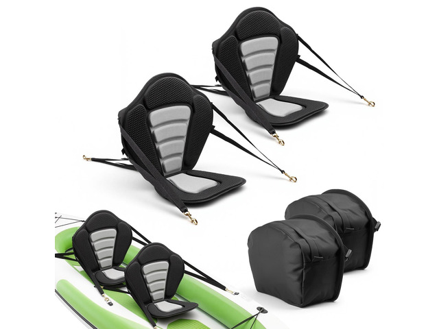 VEVOR Kayak Seat, 2 Pack 0.5' Thick, Universal Paddle Board Seat with Back Support, Sit-on-Top Soft Padded Cushion with Storage Bag & Adjustable...