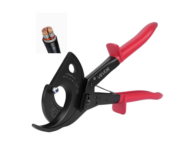 VEVOR Ratcheting Cable Cutter, Spring Steel Blades with Insulated Handles, Quick-Release Button, Heavy Duty Ratchet Cable Wire Cutter for Cutting...