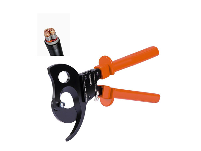 VEVOR Ratcheting Cable Cutter, Spring Steel Blades with PVC-Coated Handles, Quick-Release Button, Heavy Duty Ratchet Cable Wire Cutter for Cutting...