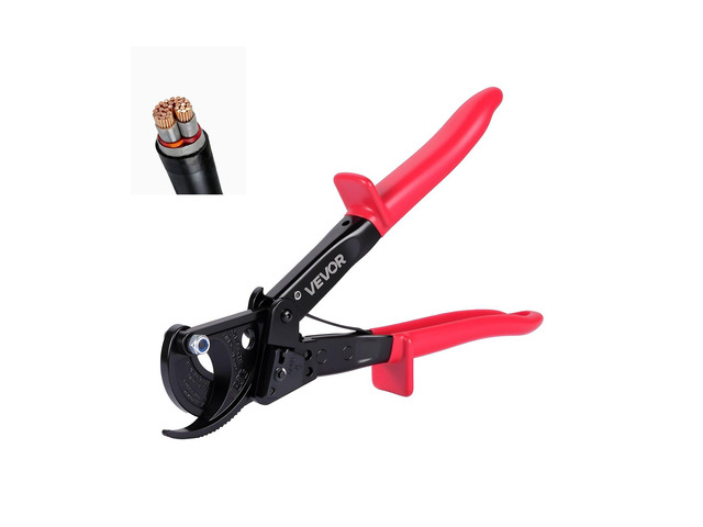 VEVOR Ratcheting Cable Cutter, Spring Steel Blades with PVC-Coated Handles, Quick-Release Button, Heavy Duty Ratchet Cable Wire Cutter for Cutting...