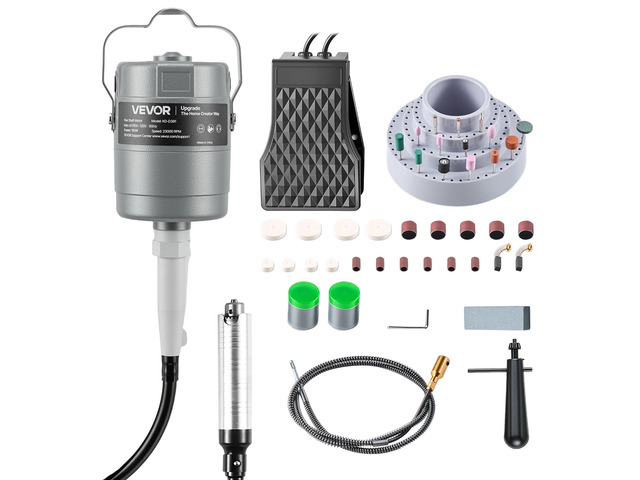 VEVOR Flex Shaft Grinder, 150W 23000RPM Electric Flex Shaft Rotary Tool, Foot-Pedal Control Hanging Carver Grinder with 112PCS Accessory Kit for...