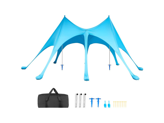 VEVOR Beach Tent Sun Shelter, UPF50+ Sun Protection, 9.2 ft Tall, 20 x 13 ft, Easy Pop Up Beach Canopy with Sandbags, Stability Poles, Sand...