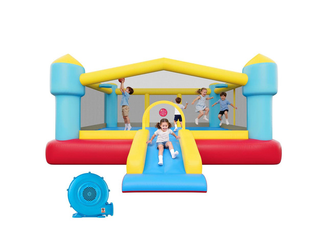 VEVOR Inflatable Bounce House, 14.7 x 13.8 x 6.8 ft Jumping Bouncy Castle, Inflatable Jumper for Kids with Slide, Basketball Hoop, Target Game &...