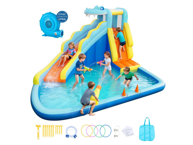 VEVOR Inflatable Bounce House, 11.6 x 13.1 x 7.7 ft Inflatable Bounce House Water Slide, Bouncer Castle with Bounces Zone, Climbing Wall, Splash...