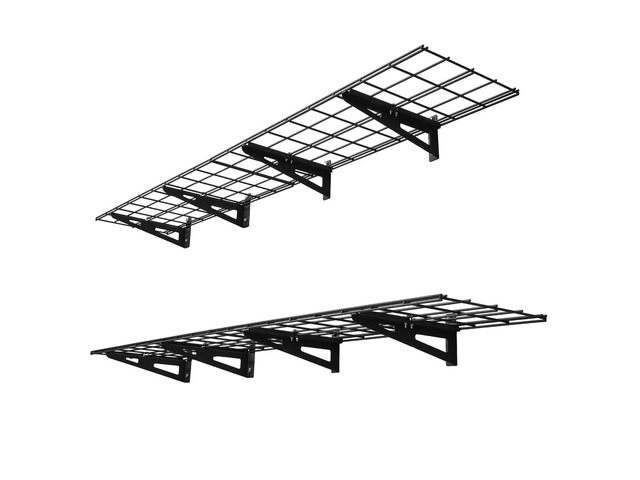 VEVOR 2-Tier Heavy Duty Wall Garage Shelving, 4 Pack 1 x 3 ft Steel Wall Mounted Shelving Unit, 12 x 72 Inch Per Shelf Floating Storage Metal Rack...