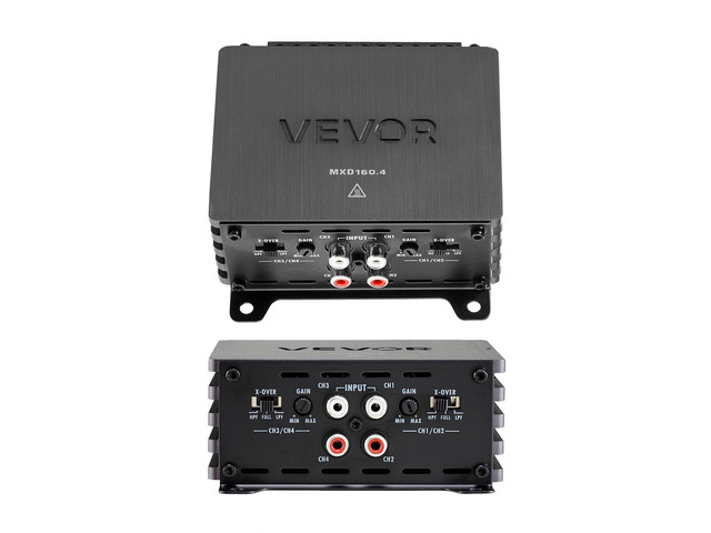 VEVOR 4 Channel Car Audio Amplifier 2 Ohm Stable Bridgeable Class D Full Range Amp Max Power 4 x 110W @ 4 Ohm / 4 x 160W @ 2 Ohm for Car SUV Truck...