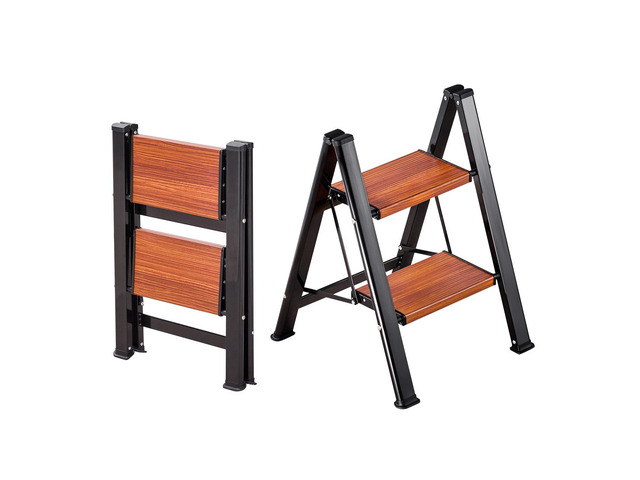 VEVOR 2 Step Ladder, Folding Step Stool with Wide Anti-Slip Pedal and Comfort Handgrip, Lightweight 330 lbs Capacity Portable Aluminum Plant...