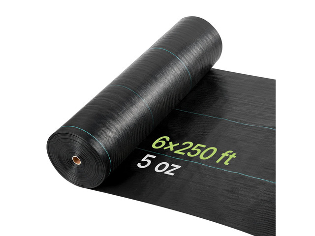VEVOR Weed Barrier Fabric Heavy Duty, 6x250FT 5oz Landscape Fabric, Woven Weed Blocker Fabrics, Garden Fabrics Weeds Barrier, Weeds Control Ground...