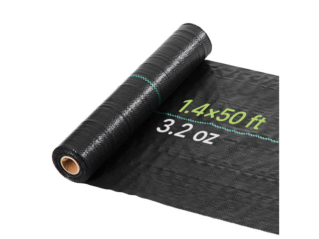 VEVOR Weed Barrier Fabric Heavy Duty, 1.4x50FT 3.2oz Landscape Fabric, Woven Weed Blocker Fabrics, Garden Fabrics Weeds Barrier, Weeds Control...