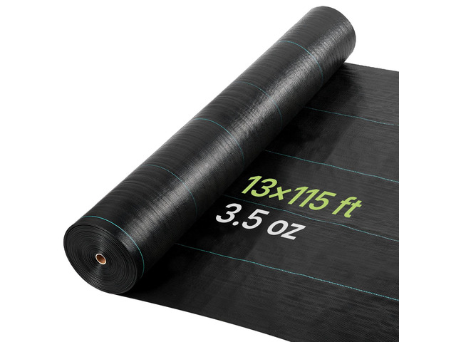 VEVOR Weed Barrier Fabric Heavy Duty, 13x115FT 3.5oz Landscape Fabric, Woven Weed Blocker Fabrics, Garden Fabrics Weeds Barrier, Weeds Control...