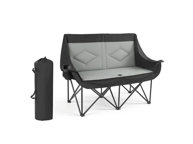 VEVOR Double Camping Chair, Oversized Two Person Camp Chair with 660 lbs Heavy Duty Support, with Dual Cup Holders, Wine Glass Holders, Magazine...
