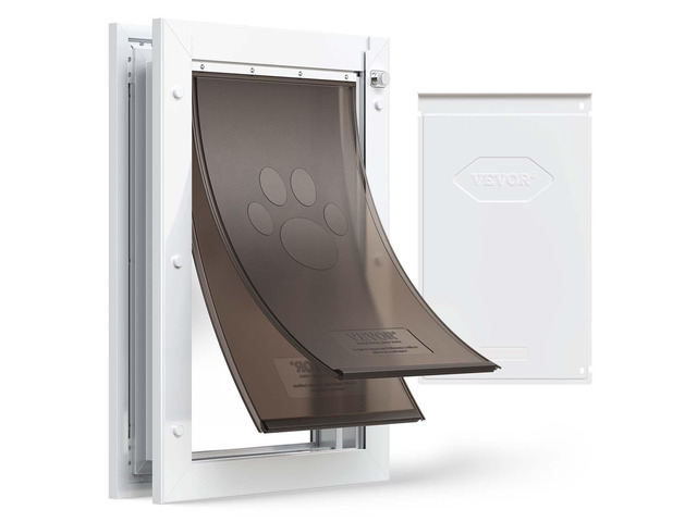 VEVOR Pet Door, Large, with Double Magnetic Flaps and Metal Frame, Strong and Weatherproof Dog Door for Interior and Exterior Doors, Easy to...