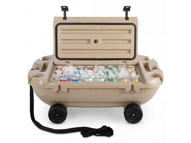 VEVOR Floating Cooler, 40 QT Floating Ice Chest with Dry Storage, Wheels & Tow Rope, Premium LLDPE Amphibious Drink Cooler for Water & Land, Stable...