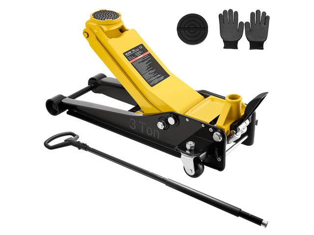 VEVOR Low Profile Floor Jack, 3 Ton (6614 lbs) Capacity, Steel Racing Floor Jack with Dual Pistons Quick Lift Pump & SUV Adapter, Hydraulic Trolley...