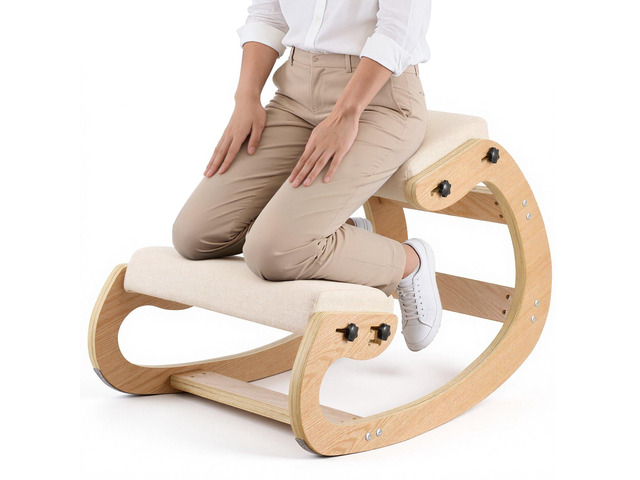 VEVOR Ergonomic Kneeling Chair, Wooden Posture Knee Chair with Adjustable Thick Foam Cushions & Solid Wood Frame, Adjustable Height, Relief for...