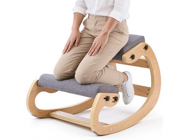 VEVOR Ergonomic Kneeling Chair, Wooden Posture Knee Chair with Adjustable Thick Foam Cushions & Solid Wood Frame, Adjustable Height, Relief for...