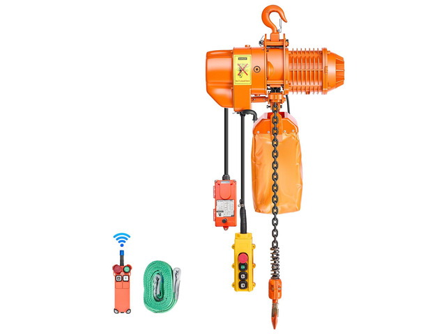 VEVOR 1100 lbs Electric Chain Hoist, 20 ft Lifting Height, Three-Phase Overhead Crane with 328 ft Wireless & 15 ft Wired Remote Control, Single G80...