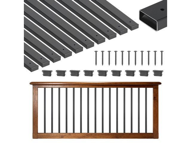 VEVOR 61 Pack Deck Balusters, 29.5 in Galvanized Steel Railing Spindles, Hollow Rectangle Metal Decking Stair Balusters with Pre-Drilled Hole, End...