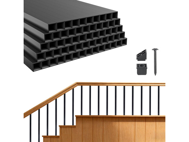 VEVOR 125 Pack Deck Balusters, 3/4 in Square x 26 in Long Aluminum Railing Spindles, Hollow Metal Decking Stair Balusters with Connectors, Screws,...