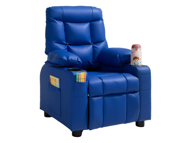 VEVOR Kids Reclining Chair, Toddler Recliner with 2 Cup Holders and 4 Pockets, 107° to 126° Adjustable Back, Easy-to-Clean PU Leather Recliner...