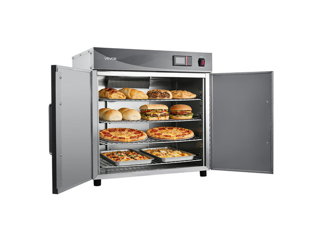 VEVOR Electric Hot Box Food Warmer, 4-Tier Commercial Warming Cabinet with Water Tray, Double-Door and Adjustable Shelves, Stainless Steel Food...